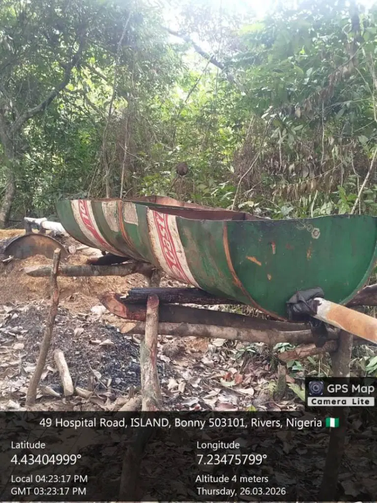 Navy recovers over 20,000 ltr of crude oil from illegal refining site in Bonny