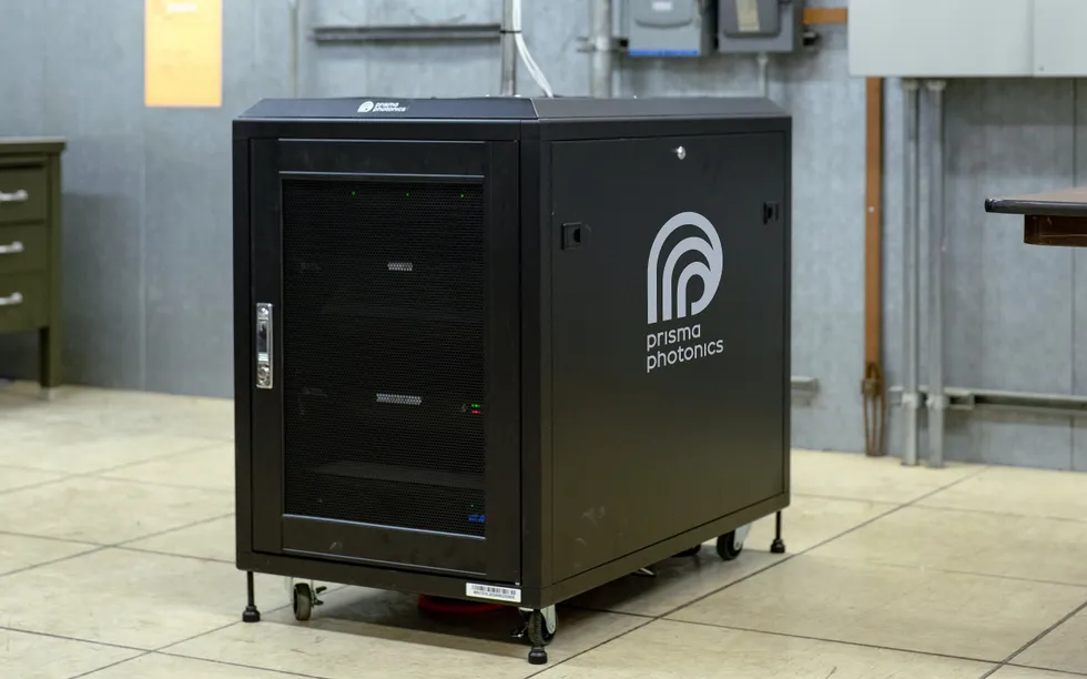 A fiber sensing technology unit, roughly the size and shape of a filing cabinet.