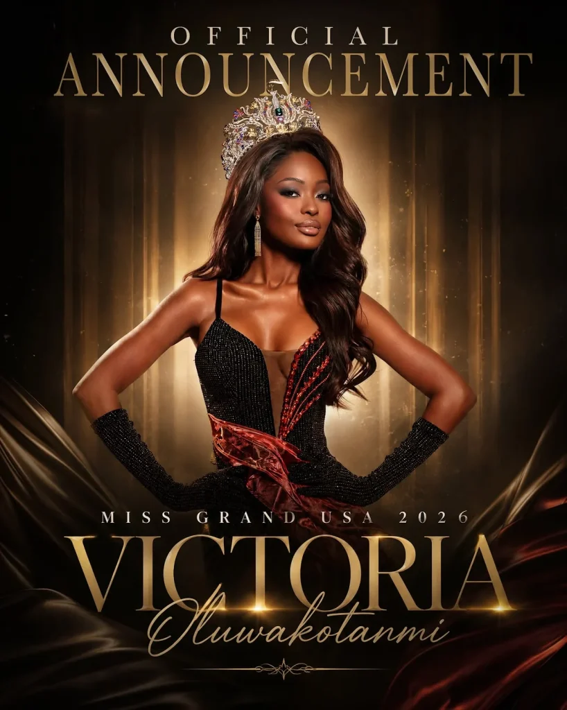 New Miss Grand USA 2026 Victoria Oluwakotanmi. Image: Instagram/@officialmissgrandusa, @crownlegacyllc