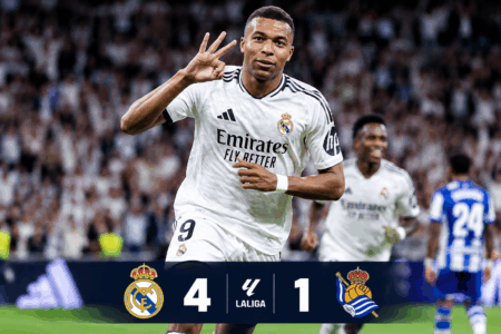 Real Madrid Thrash Real Sociedad 4-1 as Mbappé Hits Hat-Trick
