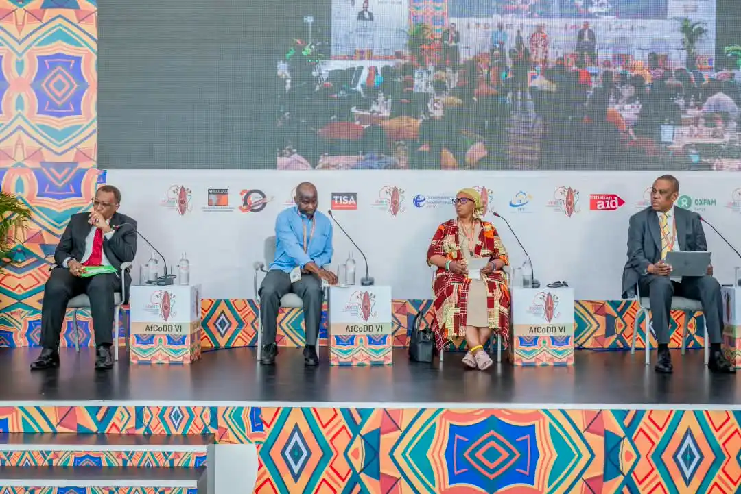 From left: Prof. Jean-Emmanuel Pondi, President, Pondi Foundation; Prof. Horman Chitonge of the University of Cape Town; Hon. Dr. Khanyisile Litchfield-Tshabalala, Member of South Africa’s National Assembly; and Prof. Grieve Chelwa of The Africa Institute, Sharjah, UAE, during a panel session at AfCoDD VI.