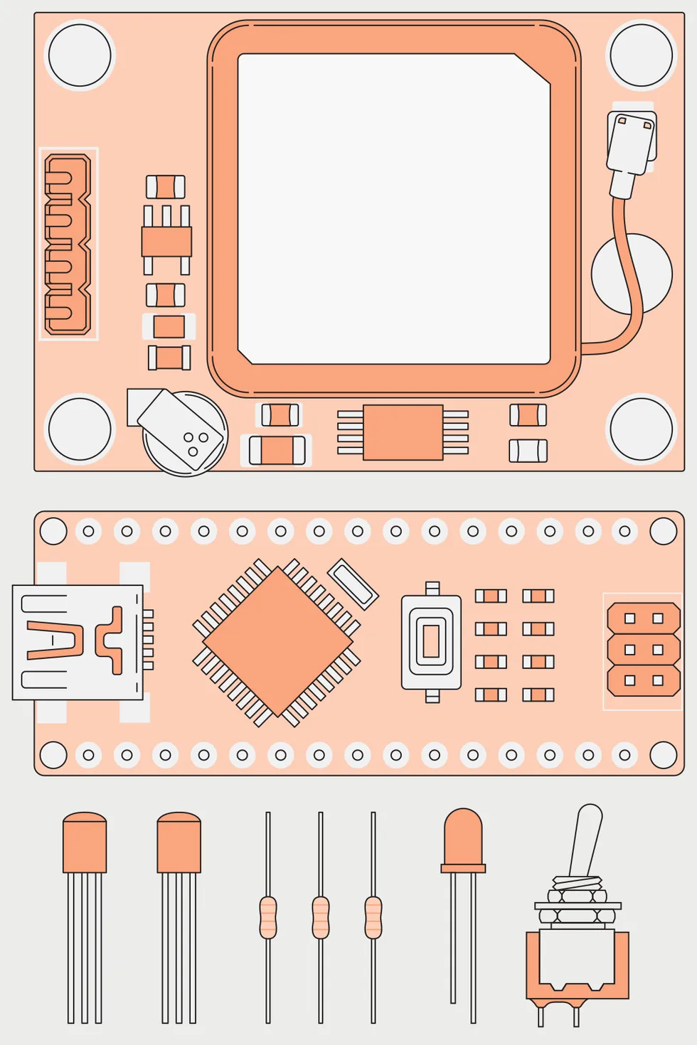 Key components of the flasher. 