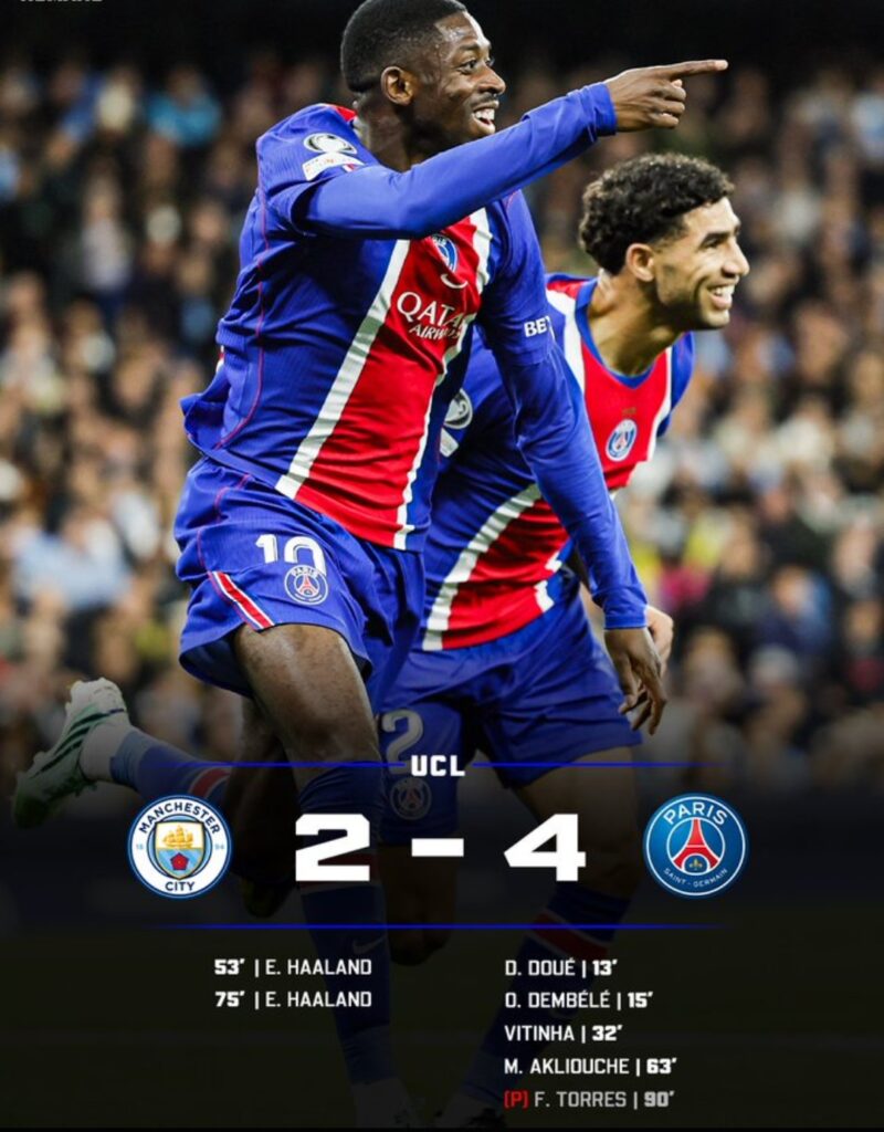 PSG Stun Manchester City with 4-2 Comeback Victory in Champions League Thriller